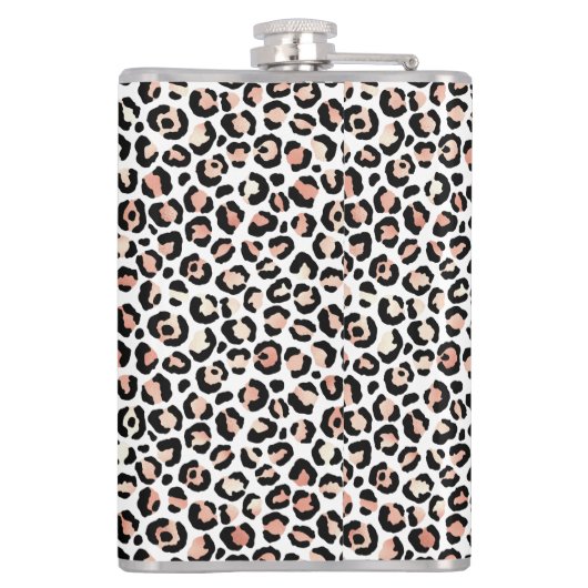 Chic Rose Gold Leopard Print Personalisiert Flachmann (Rückseite)