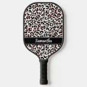 Chic Rose Gold Leopard Print Personalisiert Pickleball Schläger (Vorderseite)