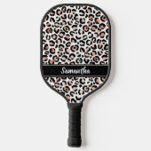 Chic Rose Gold Leopard Print Personalisiert Pickleball Schläger (Rückseite)