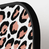 Chic Rose Gold Leopard Print Personalisiert Pickleball Schläger (Linke Seite)