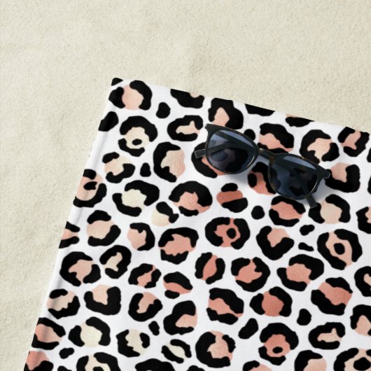 Chic Rose Gold Leopard Print Personalisiert Strandtuch (Beispiel)