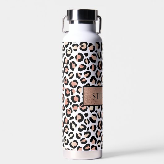 Chic Rose Gold Leopard Print Personalisiert Trinkflasche (Vorne)