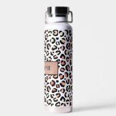 Chic Rose Gold Leopard Print Personalisiert Trinkflasche (Rückseite)