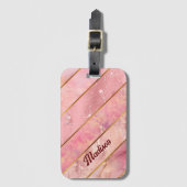 Chic Rose Gold mädchenhaft elegant geometrisch Gepäckanhänger (Vorderseite Vertikal)