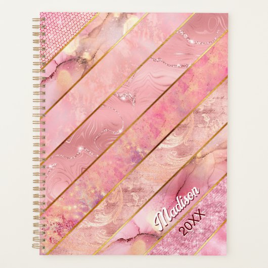 Chic Rose Gold mädchenhaft elegant geometrisch Planer (Vorderseite)