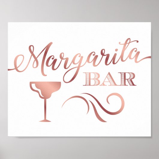 Chic Rose Gold MARGARITA BAR Sign Print Poster (Vorne)