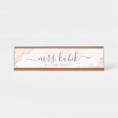Chic Rose Gold Marmor Anpassbare Namensplatte Schreibtischnamensplakette (Vorderseite )