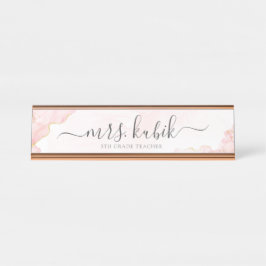 Chic Rose Gold Marmor Anpassbare Namensplatte Schreibtischnamensplakette