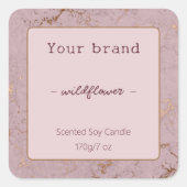 Chic Rose Gold-Marmorkerze Produktkennzeichnung Quadratischer Aufkleber (Vorderseite)