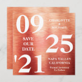 Chic Rose Gold Metal Shimmer Moderne Save the Date Einladung (Vorne/Hinten)