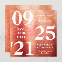 Chic Rose Gold Metal Shimmer Moderne Save the Date