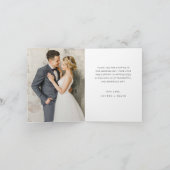 Chic Rose Gold Metallic Black Script Foto Hochzeit Dankeskarte (Innenseite)