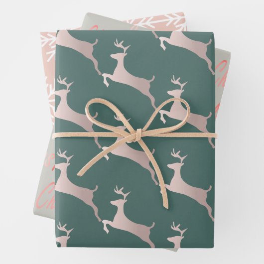 Chic Rose Gold Metallic Pink Script Gray Rentier Geschenkpapier Set (Beispiel)