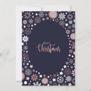 Chic Rose Gold Metallische Winterschneeflocken Feiertagskarte