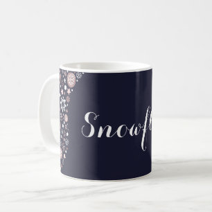 Chic Rose Gold Metallische Winterschneeflocken Kaffeetasse