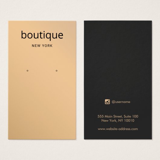 Chic Rose Gold Modern Long Earring Display Card (Vorne & Hinten)