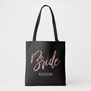 Chic Rose Gold Moderne Typografie Bridge Monogramm Tasche