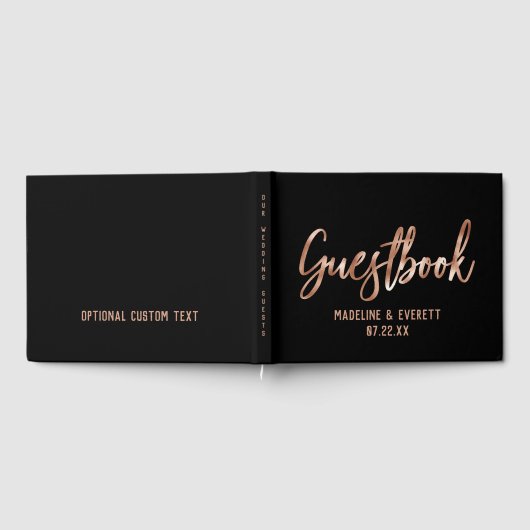 Chic Rose Gold Moderne Typografie Hochzeit Monogra Gästebuch (Voll)
