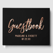 Chic Rose Gold Moderne Typografie Hochzeit Monogra Gästebuch (Vorderseite)