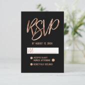 Chic Rose Gold Moderne Typografie Hochzeit RSVP (Stehend Vorderseite)