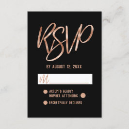 Chic Rose Gold Moderne Typografie Hochzeit RSVP Karte