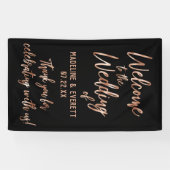 Chic Rose Gold Moderne Typografie Hochzeit Willkom Banner (Horizontal)