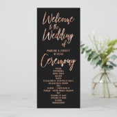 Chic Rose Gold Moderne Typografie Hochzeitsprogram Programm (Stehend Vorderseite)
