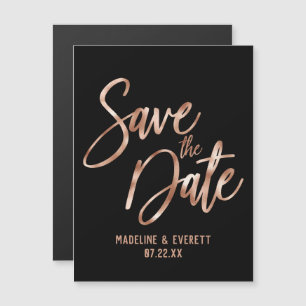 Chic Rose Gold Moderne Typografie Save the Date Magneteinladung