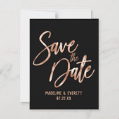 Chic Rose Gold Moderne Typografie Save the Date Magneteinladung (Vorderseite)