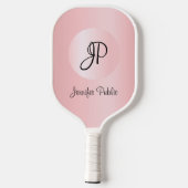 Chic Rose Gold Monogram Moderne elegante Vorlage Pickleball Schläger (Rückseite)