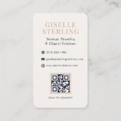 Chic Rose Gold Monogram Navy Blue QR Code Visitenkarte (Rückseite)