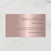 Chic Rose Gold Monogram Script Initials Stylist Visitenkarte (Rückseite)