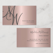 Chic Rose Gold Monogram Script Initials Stylist Visitenkarte (Vorne/Hinten)