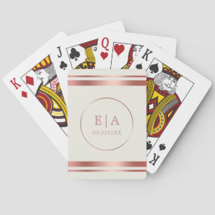 Chic Rose Gold Monogram Wedding Poker Playing Card Spielkarten