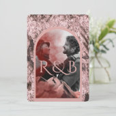Chic Rose Gold Mountains Arched Foto Hochzeit Einladung (Stehend Vorderseite)