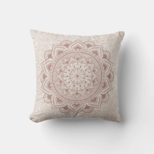 Chic Rose Gold Om Mandala Yoga Glitzer Moderne Yog Kissen