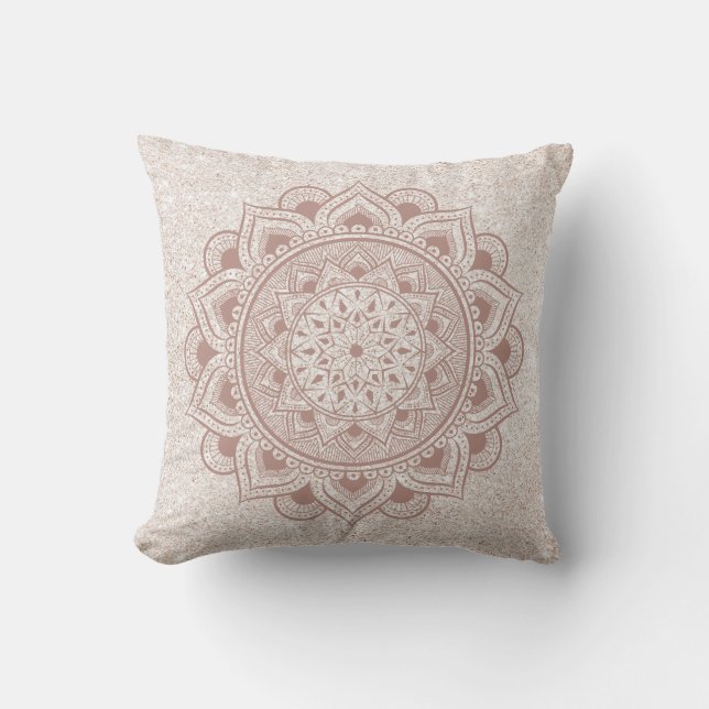 Chic Rose Gold Om Mandala Yoga Glitzer Moderne Yog Kissen (Vorderseite)
