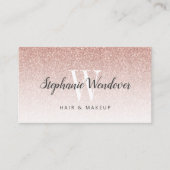 Chic Rose Gold Ombre Glitzer Monogram Visitenkarte (Vorderseite)
