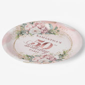 Chic Rose Gold Peony 50th Birthday Party Plates Pappteller (Schrägansicht)