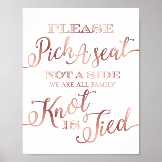 Chic Rose Gold PICK EIN SITZ KEIN SEITENSign Print Poster (Vorne)