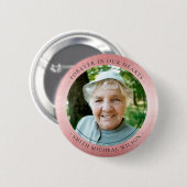 Chic Rose Gold Pink Foil Sympathy Memorial Foto Button (Vorne & Hinten)