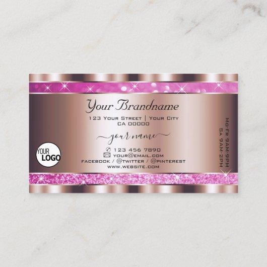 Chic Rose Gold Pink Glitzer Sparkle Stars Logo hin Visitenkarte (Rückseite)