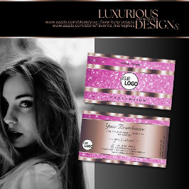 Chic Rose Gold Pink Glitzer Sparkle Stars Logo hin Visitenkarte