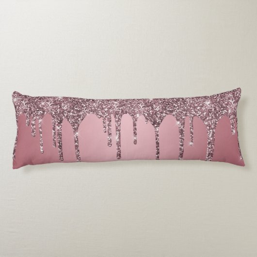 Chic Rose Gold Pink Glitzer Sparkone Tropfen Seitenschläferkissen (Rückseite)