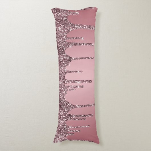 Chic Rose Gold Pink Glitzer Sparkone Tropfen Seitenschläferkissen (Vorderseite Vertikal)