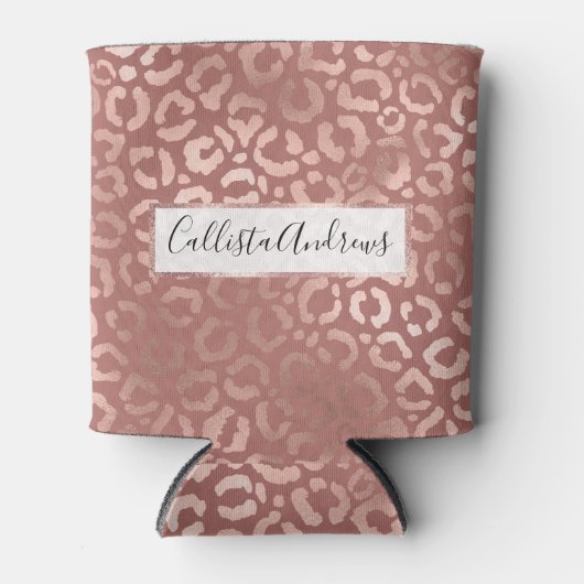 Chic Rose Gold Pink Leopard Cheetah Animal Print Dosenkühler (Vorderseite)