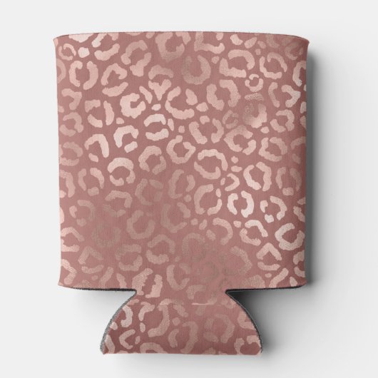 Chic Rose Gold Pink Leopard Cheetah Animal Print Dosenkühler (Rückseite)