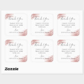 Chic Rose Gold Pink Palm Blätter Vielen Dank Quadratischer Aufkleber (Blatt)