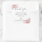 Chic Rose Gold Pink Palm Blätter Vielen Dank Quadratischer Aufkleber (Tasche)