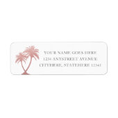Chic Rose Gold Pink Palm Tree Rücksendeadresse (Vorne)